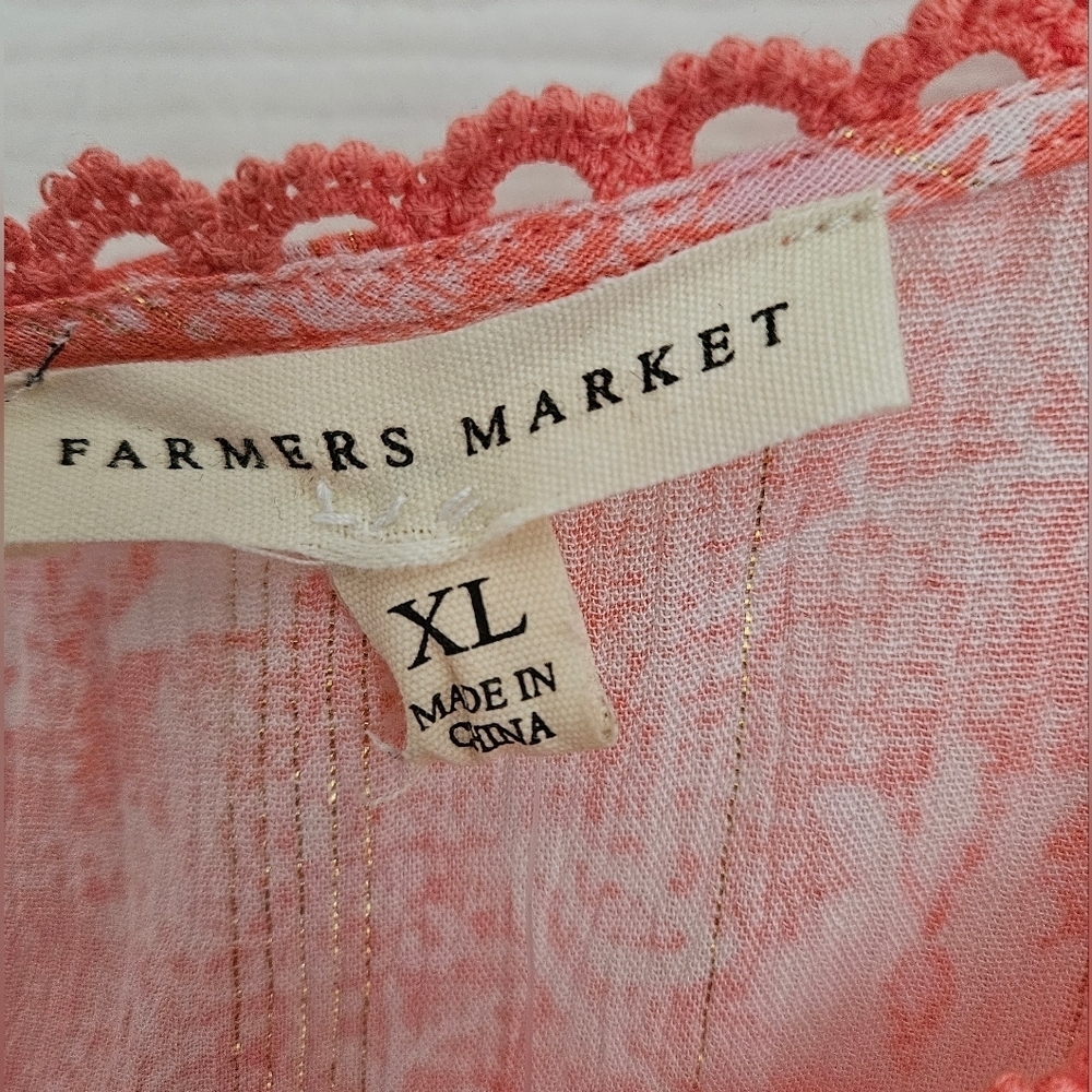FARMERS MARKET RUFFLE SLEEVE BLOUSE SZ XL CORAL PURPLE - Picture 5 of 8